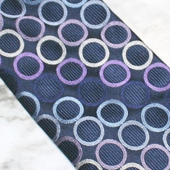 MICHAEL KORS Neck Tie Blue Multicolor Circles Accessory Silk Menswear Necktie - Picture 3 of 11